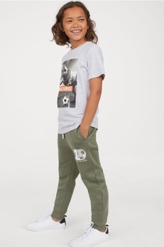H&M Komplet Dresy + T-shirt khaki/szary NOWY 170