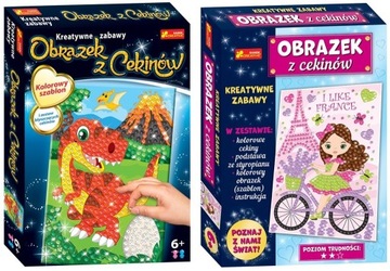 cekinowe obrazki 2w1 DINOZAUR & FRANCJA