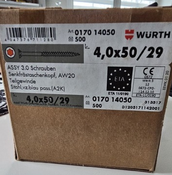 Wkręty Würth 4,0x50 /29