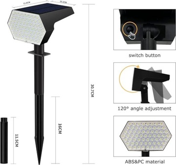 Mocna lampa ogrodowa solarna ciepła biała duża LED