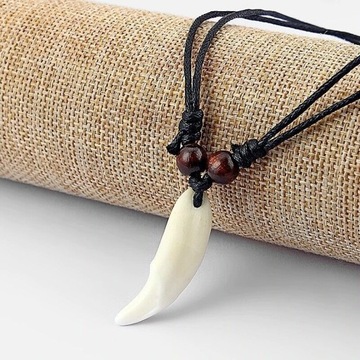 Naszyjnik z kłem naturalna kość amulet
