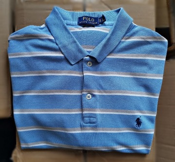 Polo Ralph Lauren paski XL bdb błękit cotton 42