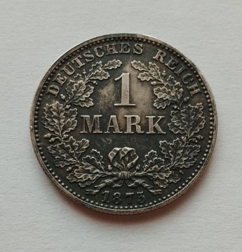 Moneta 1 Mark 1875r. C piękna