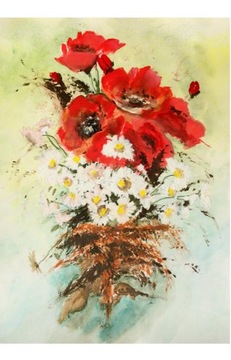 obraz ,akwarela - 30x40 cm Kwiaty 