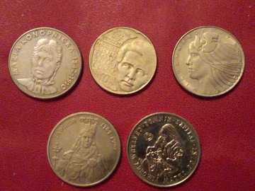 Komplet 5 monet zestaw z kobietami - PRL
