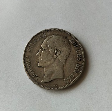 Belgia 5 franków, 1850 r srebro