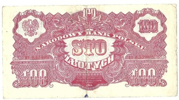 Banknot Polska PRL 100 złotych zł 1944 ET II- XF/EF- Obowiązkowe Lubelska