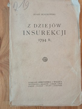 Skałkowski - Z dziejów insurekcji 1794 r., 1926