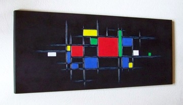 Obraz ręcznie grawerowany\malowany a'la Mondrian 