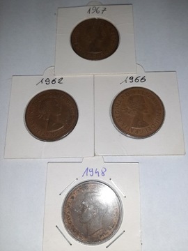 Anglia one penny 4 szt. lata 1948- 1968