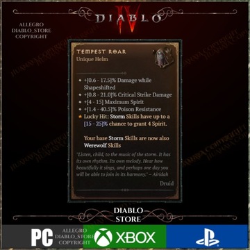 Diablo 4 Tempest Roar "Ryk Burzy" Druid Sezon 4