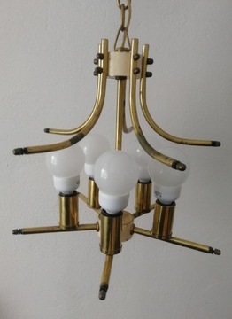 Mosiężny żyrandol lampa 5 żarówek