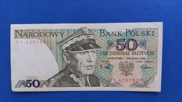 Banknot 50 zł z 1988r, Seria GY