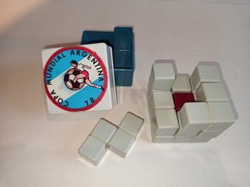 Układanka logiczna Tetris PRL gra kostka Rubika stara zabawka vintage