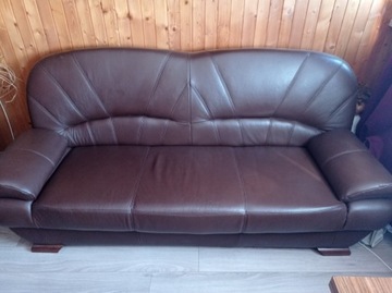 Skórzana sofa brązowa
