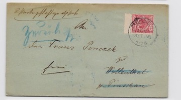 Starogard Gdański - przesyłka do Pączewa 1893 rok