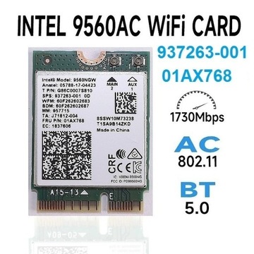 Intel 9560NGW Wi-Fi BT AC 1.7Gb 01AX768 937263-001