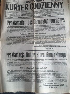 kurier codzienny wojena1939 Kraków GG H FRANK