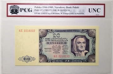 20 złotych 1948 PCG UNC