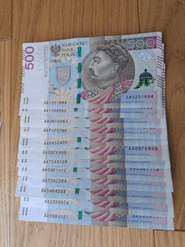 Banknoty 500zł - SERIA AA