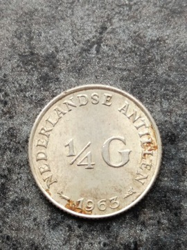 1/4 guldena 1963r. Antyle Holenderskie srebro