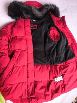 Gruba ciepła kurtka zimowa DKNY czerwona rozmiar S
