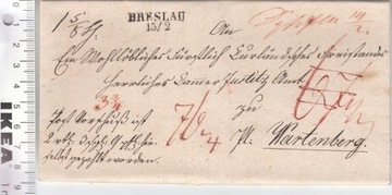 Niemcy BRESLAU List koperta dokument lakowany 1826