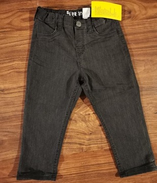 Nowe, czarne spodnie dżinsowe, jeans H&M 92