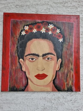 Ręcznie malowany obraz Frida 40 x 40 cm akryl