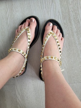 Białe sandały japonki buty damskie 38 Jenny Fairy