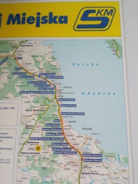 Plakat mapa plan linii kolejowej SKM Trójmiasto 