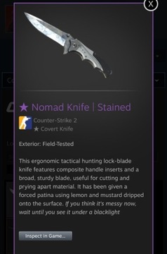 Nóż nomada Śniedź Stained FT SKIN SKINY CS2 CSGO