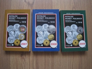 J. Parchimowicz katalog monet 3 szt z 2007 - 2009r