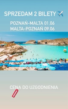 2 Bilety lotnicze Ryanair Poznań-Malta