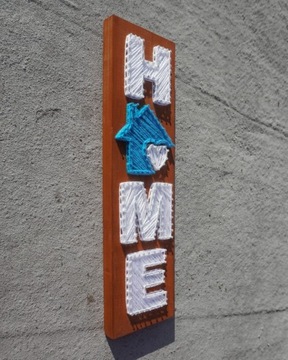 Napis HOME dom Obraz String Art Rękodzieło 45x15cm