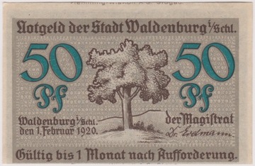 Waldenburg (Wałbrzych), 50 Pf, 1.02.1920