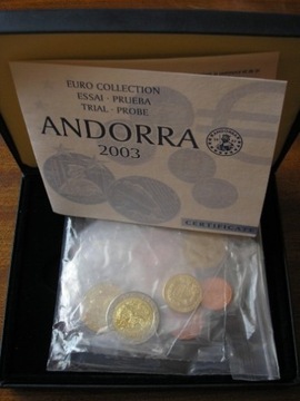 Próbne Euro ANDORA 2003 od 1c do 5E