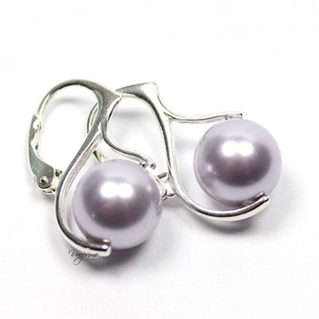 Kolczyki srebrne Pearl Lavender Perły Swarovski