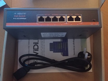 Switch PoE Vidi 4 porty 2 porty Uplink 100 mb/s