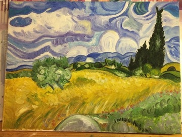 Obraz, Pole pszenicy z cyprysami, Van.Gogh, kopia