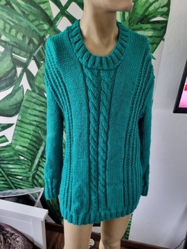 Sweter zielony handmade L/XL