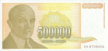 Jugosławia - 500000 Dinara - 1994 - P143 - St.1