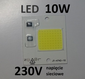 Dioda LED COB 10W zimny biały 230V 
