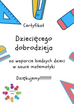 Certyfikat "Dziecięcego dobrodzieja"