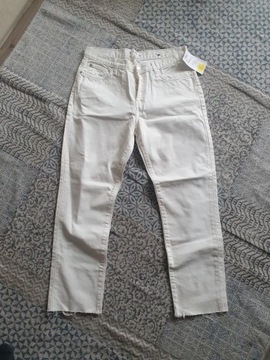 mango, białe spodnie , jeans r 36, S, krótsze,