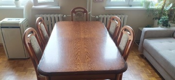 Stół drewniany okleina dębowa - krzesła