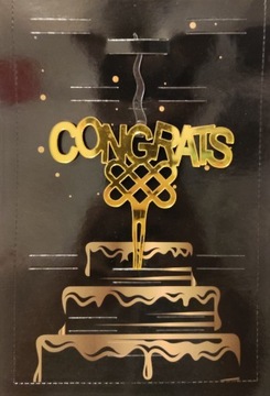 Złoty Topper na tort z świecą (Congrats).