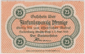 Seitenberg (Stronie Śl.), 25 Pf, 2.09.1920