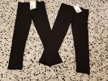 2x NOWE legginsy H&M czarne r.104 meszek, prążki