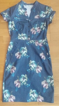 Jeansowa sukienka w kwiaty Taranko 34